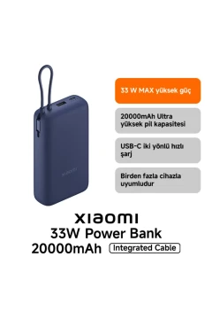 پاور بانک با پورت USB و USB-C و کابل USB-C یکپارچه 20000mAh 33W BHR8975GL - آبی
