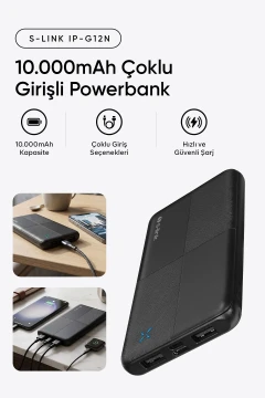 پاوربانک قابل حمل 10000mAh با ورودی و خروجی Micro+Usb+ Type-C رنگ مشکی