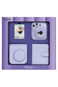 دوربین عکس Instax mini 13 لیلا با 10 عدد فیلم، آلبوم مربع و جعبه کیف چرم