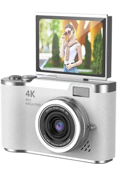 دوربین دیجیتال 4K Ultra HD - دوربین ویدئوبرداری 48 مگاپیکسل، صفحه نمایش 2.4 اینچی چرخشی، فوکوس خودکار و لرزش‌گیر
