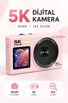 دوربین دیجیتال با دو صفحه نمایش 5K | 80 مگاپیکسل | زوم 18X | همراه با کارت حافظه 32GB