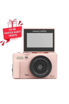 دوربین دیجیتال ویدئو بلاگ با صفحه نمایش 3 اینچی و زوم 18 برابر و فلش W1 5K 75MP و کارت 64GB