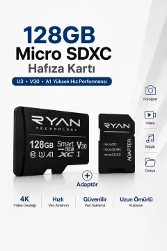 کارت حافظه میکرو SD 128GB U3 V30 A1 SDXC با پشتیبانی از ویدیو 4K، مناسب برای تلفن، دوربین و پهپاد