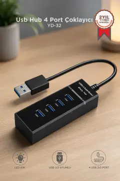 هاب USB 4 پورت چندمنظوره 3.0 مدل YD32 مشکی