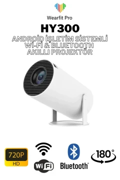 پروژکتور قابل حمل اندروید وای فای و بلوتوثی مدل HY300 PRO 2026 جدید با قابلیت چرخش 180 درجه