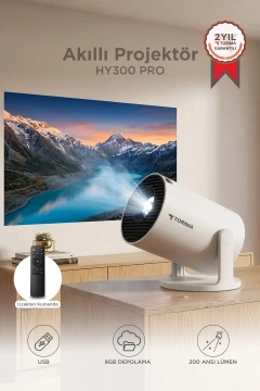 پروژکتور قابل حمل سینمای خانگی اندروید ۱۱ بلوتوثی هوشمند HY300 PRO سفید