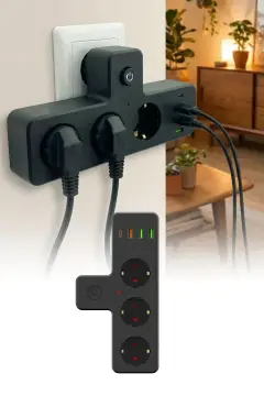 پریز چندگانه با محافظ جریان حرارتی و خروجی سریع USB Type-C