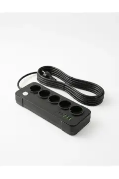پریز 5 تایی با کابل 2 متری و ورودی 3x USB و 2x Type-C با محافظ حرارتی برای کودکان 2500W