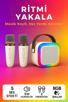 اسپیکر بلوتوثی کارائوکه با میکروفون و نور RGB با 5 افکت صدای بمب