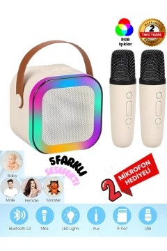 اسپیکر بلوتوثی بی‌سیم با میکروفون دوگانه و 5 افکت صوتی RGB HD استریو USB/SD/FM