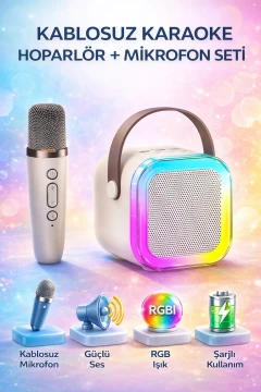 اسپیکر بلوتوث کارائوکه میکروفون دار با نور RGB و 5 افکت صوتی