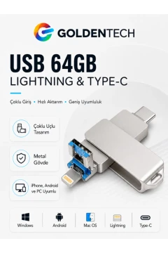فلش مموری OTG 3 در 1 با سرعت بالا (Type-C - USB-C - Lightning) سازگار با iPhone-Android-PC