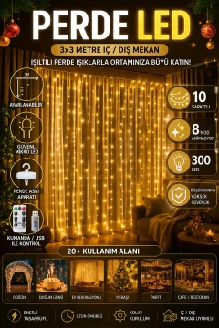 چراغ خواب USB با 300 لامپ LED و 10 آویز برای تزئین درخت کریسمس - 8 عملکرده و کنترل از راه دور