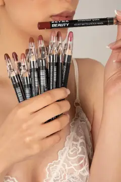 ست مداد لب نود 12 عددی مداد لب کلفت مات با تراش