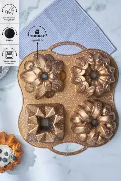 کیک پرو ۴ تایی قالب کیک دکمه‌ای طلایی