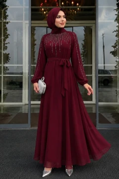 پیراهن مجلسی بلند زنانه با سنگ‌دوزی شيفون