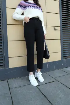شلوار جین زنانه موم جین با کمر بلند و لمسه نرم