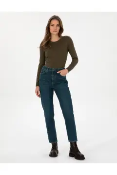 شلوار جین کمر بلند تیره ایندیکو مدل 50308396-VR089