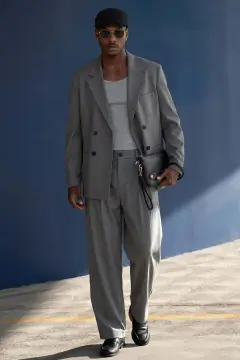 کت و شلوار مردانه اورسایز راحت با برش کراواتی آنتراسیت