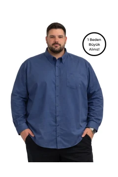پیراهن آستین بلند مردانه سایز بزرگ آبی تیره 3XL-4XL-5XL-6XL-7XL-8XL
