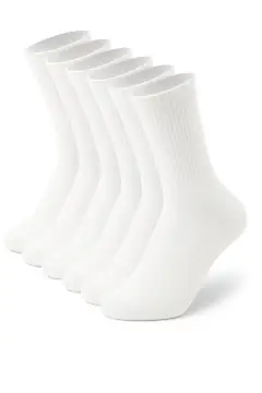 پک اقتصادی 6 جفت جوراب تنیس سفید با کش