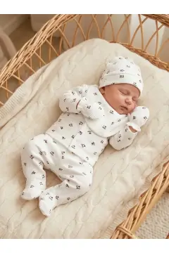 ست 5 تایی بیمارستانی 100% پنبه‌ای با طراحی فیتیله‌ای برای نوزادان MOM&DAD با راحتی اضافی