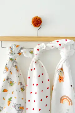 ست ۳ عددی پارچه ملحفه‌ای چندمنظوره، پتو نوزاد از جنس ملحفه‌ای، ۱۰۰% پنبه‌ای، ۸۰*۹۰ سانتیمتر