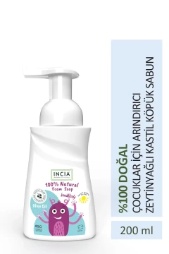 صابون کستیل فومی 100% طبیعی - مخصوص کودکان با روغن زیتون و 10 روغن گیاهی ارزشمند وگان 200 میلی لیتر