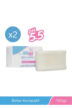 ست صابون کمپکت بچه 100 گرم x 2 عدد حاوی اینولین و پانتنول با pH 5.5 برای تمیز کردن ملایم پوست