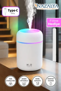 بخار ساز و دستگاه پخش عطر با رطوبت‌ساز اولتراسونیک LED دار 300 میلی‌لیتر