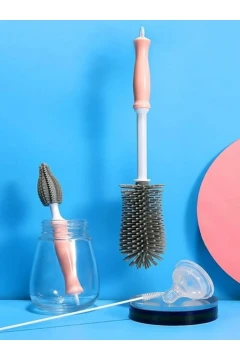 فرچه تمیزکننده شیشه و بطری با سر سیلیکونی نرم و مقاوم رنگ صورتی