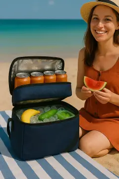 کیف یخچالی ترمال برای حمل غذا و پیک نیک 22 لیتر با ترموس و خنک کننده کمپ