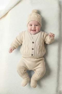 ست ۵ تکه بچگانه یکنواخت دخترانه-پسرانه با بافتنی