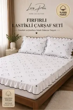 ست ملحفه کشدار با فری و دو عدد روکش بالش سایز کینگ 180x200cm ارتفاع 36-40cm از 100% پنبه رانفورس