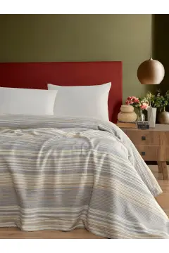پتو دو نفره پنبه‌ای - خاکستری سنگی