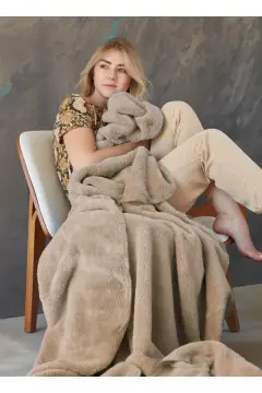 پتو تلویزیونی دلوکس ول‌سافت بژ تک‌نفره 150x200 سانتی‌متر