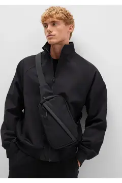 کیف چرم سیاه ضربدری