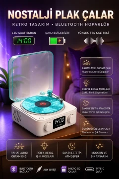 اسپیکر بلوتوثی نواستالژی با ساعت و پخش صدای 3D و طراحی ریترو
