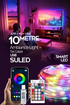 چراغ ال ای دی هوشمند نوار LED کنترل از راه دور بلوتوثی 10 متری با حساسیت به صدا