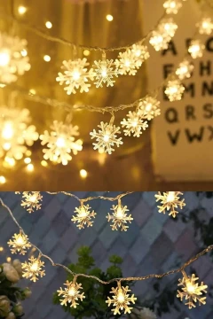 برف‌ریزه LED با باتری 5 متر 28 LED نور روز کریستالی با کابل شفاف مخصوص سال نو