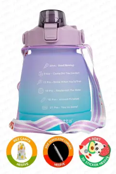 بطری آب انگیزشی 1.3 لیتری لوسکا بدون BPA رنگ بنفش-سبز