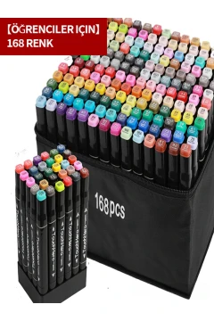 ست ماژیک دو سر ضخیم/نازک 168 رنگی - طراحی و نقاشی حرفه‌ای