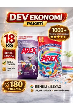 بسته بزرگ اقتصادی؛ پودر لباسشویی، رنگی و سفید 9 کیلوگرم + لباس‌های شسته شده 9 کیلوگرم