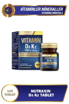 ویتامین D3K2 120 قرص - 1000 واحد بین‌المللی D3 + 25 میکروگرم K2 مکمل غذایی