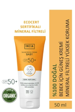 کرم ضد آفتاب 100% طبیعی بچه با فیلتر معدنی و محافظت بالا SPF 50+ UVA UVB 50 میلی لیتر