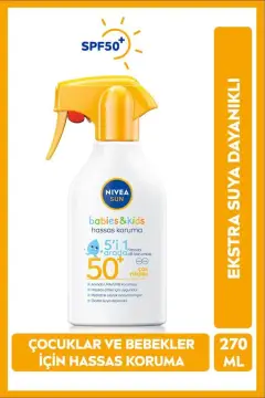 اسپری ضد آفتاب SPF50+ برای نوزادان و کودکان ۲۷۰ میلی‌لیتر، محافظت حساس در برابر آفتاب، فوق‌العاده مقاوم در برابر آب