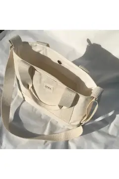 کیف کتان با دکمه چسبی، کیف دستی و دوشی زنانه با بند قابل تنظیم U:30 E:35 G:10 Cm