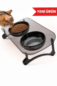 ظرف غذا و آب گربه و سگ، ظرف غذا با دو کاسه و شیب 15 درجه