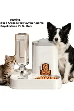 ظرف غذای اتوماتیک دو لیتری برای گربه و سگ با دو محفظه آب و غذا