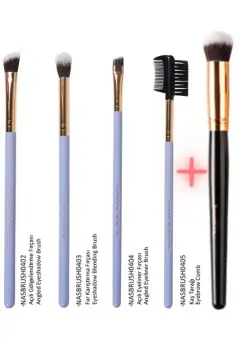 ست براش آرایش چشم و ابرو 4 عددی NASBRUSHSET92R + براش کانسیلر بیضی شکل NASBRUSH 136